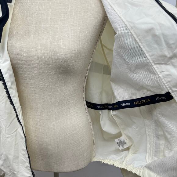 Vintage 90s Nautica Mens XL Sailing Windbreaker Raincoat NS-83 Hooded White - Picture 14 of 15